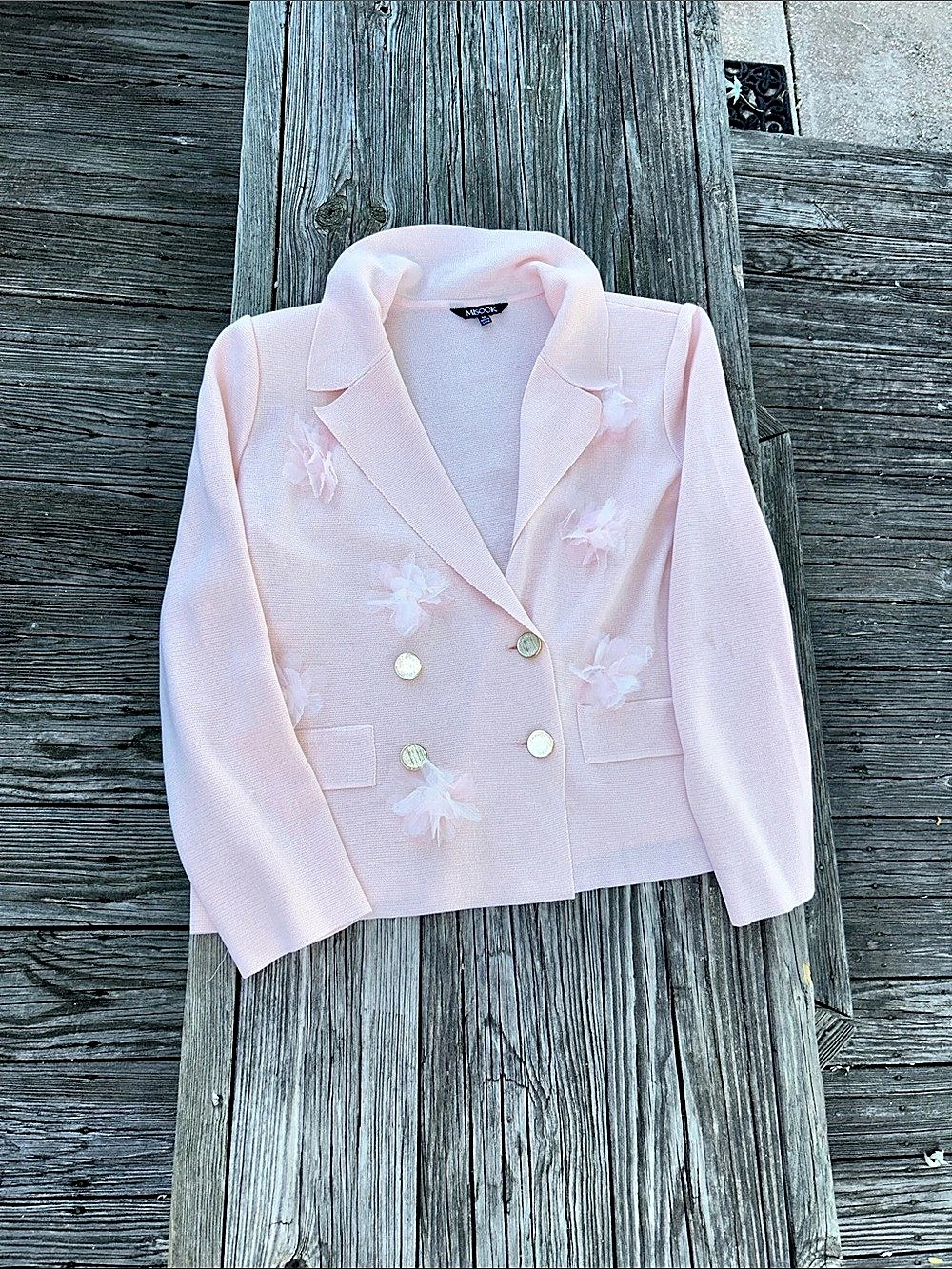 MISOOK Floral Applique Blazer in Pink Size Medium Like New